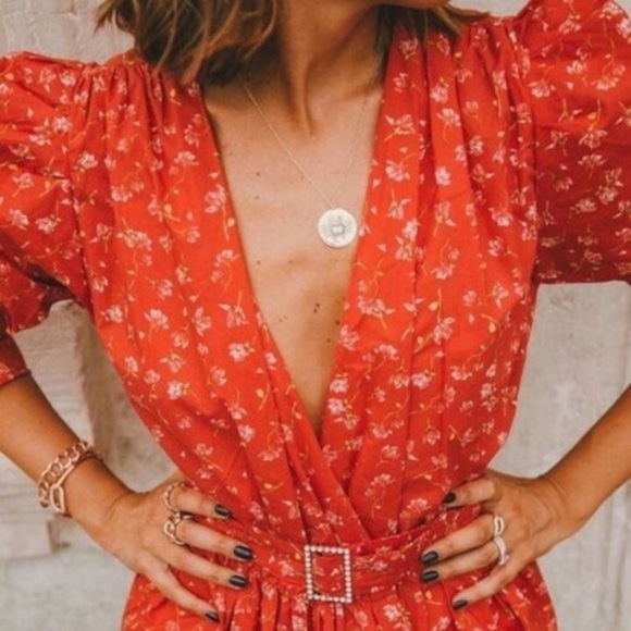 ZARA Belted Floral Wrap Style Long Sleeve Blouse - Picture 3 of 16